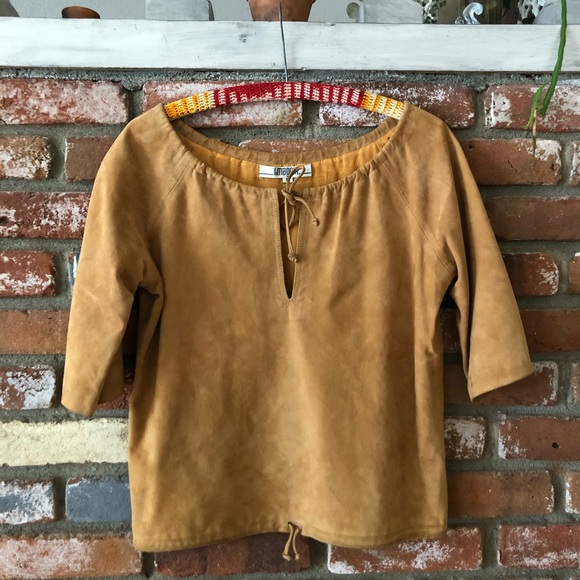 Vintage 1980s I. Magnin Sheepskin Suede Blouse - Picture 5 of 7